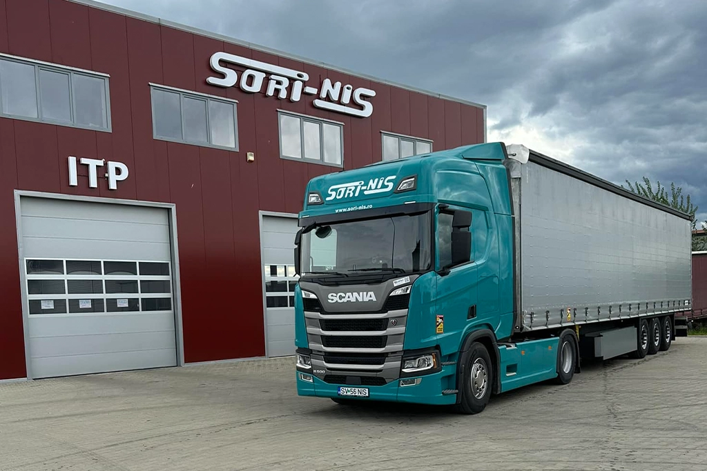 Statia ITP apartinand companiei Sori-Nis si ansamblul de transport marfuri international
